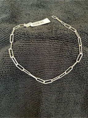 Silver Paperclip Chain Anklet/Bracelet - Women's Jewelry